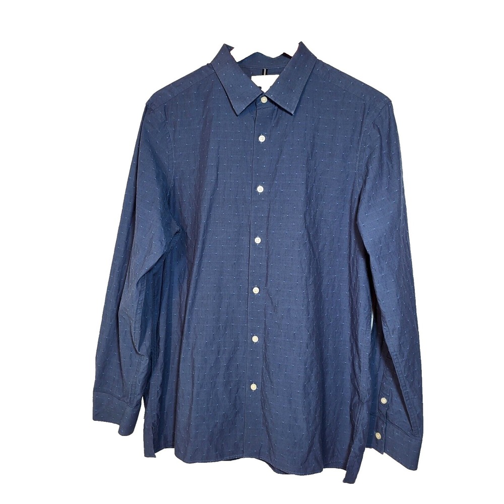 Crosby & Howard‎ Blue Embroidered Circles Button Up Long Sleeve Shirt Mens Large